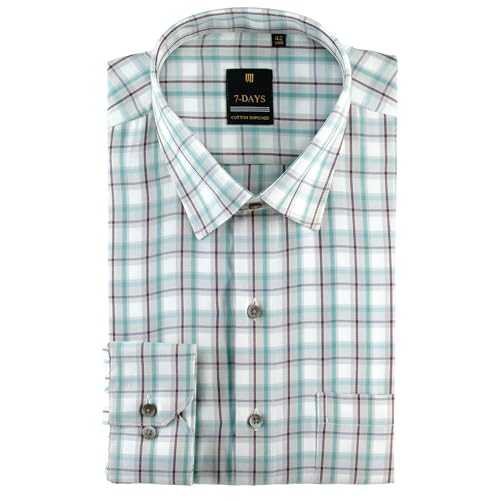 Image of 7-DAYS Men's Premium Checks Formal Shirt - Cotton Rich, Regular Fit, Full Sleeve, with Pocket, Wrinkle Resistant - Stylish Office & Everyday Wear.