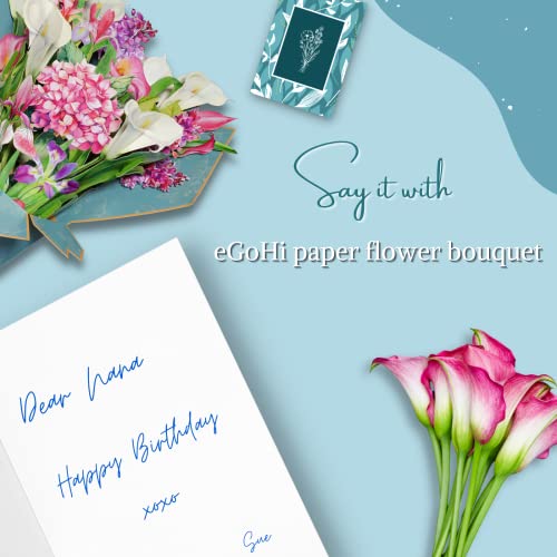 Egohi Paper Flower Bouquet Card, 3D Pop Up Cards, For Birthday, Anniversary, Get Well Soon, Thinking Of You, Thank You, Retirement, All Occasions, 11 Inch, With Note Card And Envelope - Calla Lilies & Hydrangeas #TOP3