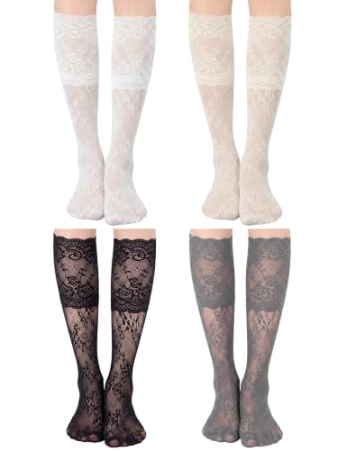 Image of Fourluoo 4 Pairs Women's Knee High Socks