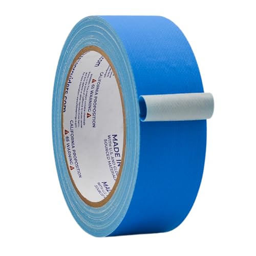 Image of WOD GTC12 Gaffer Tape, Light Blue Low Gloss Finish Film, 1.5 inch x 60 ft. (Pack of 32) Residue Free, Non Reflective Cloth Fabric, Secure Cords, Water Resistant, Photography, Filming Backdrop