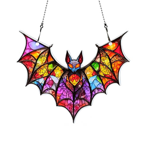 Bat Halloween Ornaments Colorful Window Hanging Decorations Home Wall Decor