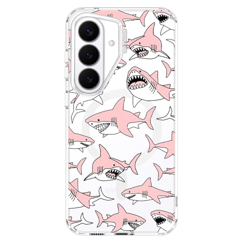 Coque Samsung S26 Plus MagSafe anti-choc et jaunissement motif requin rose