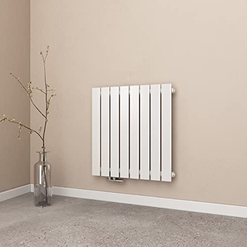 EMKE Radiateur à Eau Chaude Mural Chauffage 63 x 62 cm Radiateur Blanc Horizontal en Acier Simple Couche 450W Radiateur Salle de Bain