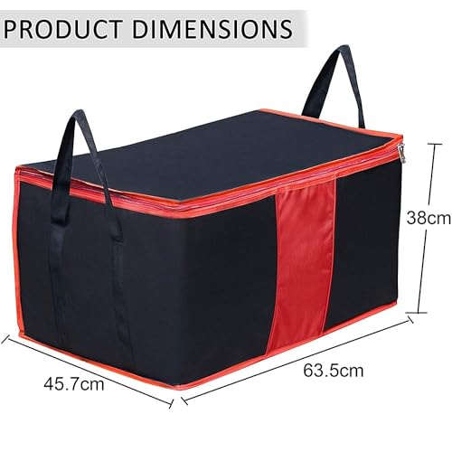 Storite Multi-Purpose Moisture Proof Heavy Duty 1680 Denier Nylon 110 L Super-Size Large Toys/Stationery Paper/Blankets/Clothes Storage Bag -Black/Red (63.5 x 45.7 x 38cm)