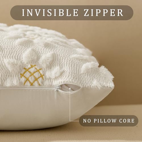 Image of DFXSZ Spring Summer Pillow Covers 18x18 inch Set of 2 Farmhouse Decor Yellow Color Flower Heart Sunflower Soft Plush Faux Fur Jacquard Throw Pillows for Sofa Holiday Spring Home Decor PTK024C18