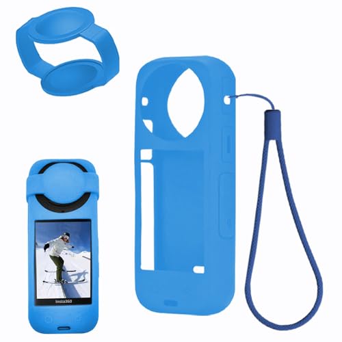 for Insta360 ONE X4 ケース シリコーン 保護カバー Insta360 ONE X4 対応【JIAYJP】全面保護カバー シリコン 耐衝撃 落下防止 撥水 脱着簡単 軽量 キズ防止 防震 防塵 全面保護型 カバー (ブルー)