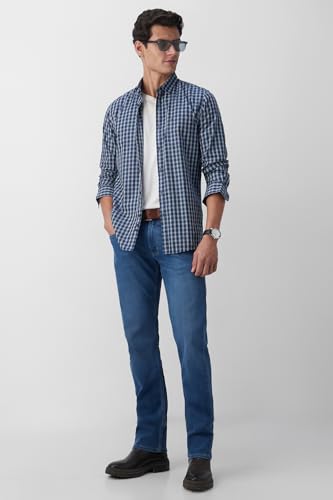 Image of Peter England Men's Slim Fit Full Sleeve Checkered Casual Shirt | 100% Cotton | Premium Twill Weave