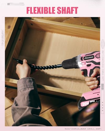 Image of AVID POWER 20V MAX Power Drill Kit, Cordless Drill Set with Battery and Charger, 2 Variable Speed, 3 /8-Inch Keyless Chuck, 19 Position and 22pcs Bits - Pink