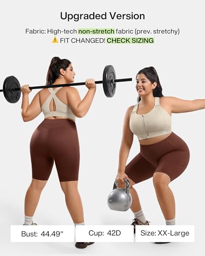 Image of High Impact Zip Front Adjustable Sports Bra No Bounce Plus Size Criss Cross Bras for Women Running Workout (Small, Cloud Cream New)