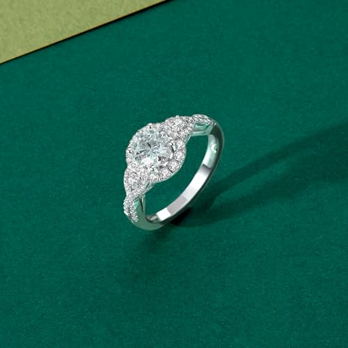 Image of Moissanite Engagement Rings Wedding Ring D Color VVS1 Round Cut S925 Sterling Silver Plated 18K White Gold Promise Rings for Women