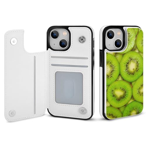 適用 iPhone15Plus用ケース 手帳型 キウイフルーツ スマホケース カード収納 スタンド機能 アイフォン15Plusケース 耐衝撃 PUレザー カバー 財布型 Case