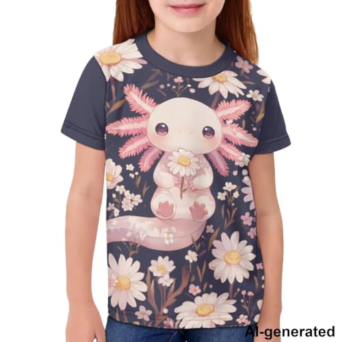 Image of Novelty 3D Graphic T Shirts for Kids Crew Neck Funny Animal Print Short Sleeve Girls Tshirts 3-16 Years