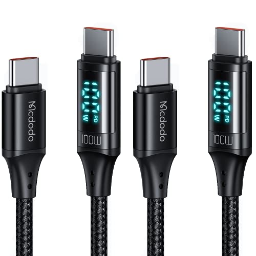 Mcdodo [2 Pack] Usb C To Usb C, Cable 5A Pd100W Cord Led Display Qc5 Super Fast Charging Type-C Phone Laptop 480Mbps Data For Ipad Macb Pro Air Thunderbolt Samsung Galaxy Pixel Lg Android Ps5 #TOP6