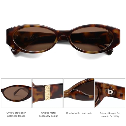SOJOS Trendy Oval Polarized Sunglasses Womens Retro Narrow Chic Thin Y2k Sunnies SJ23644