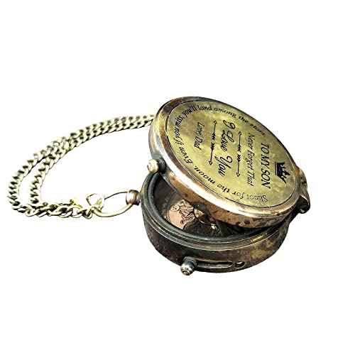 Brújula Decorativa de Latón con Cadena 2 pulgadas miniatura 7