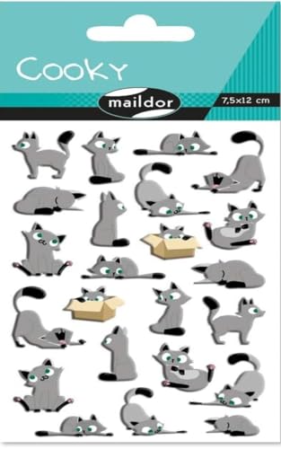 MY MANDARINE CY015O - GOMMETTES 3D Cooky - 1 planche 12x8 cm - 15 stickers - PETITS CHATS