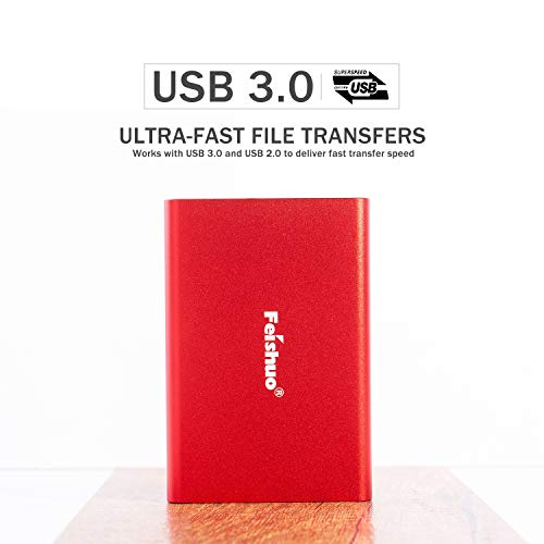 FEISHUO Tragbare externe Festplatte 1 TB, HDD USB 3.0 für PC, Mac, Windows, Linux, Android OS (1T, Rot) – Bild 3