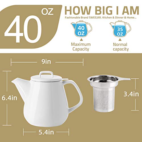 Sweejar 42Oz Tea Pot With Removable Stainless Steel Infuser,Microwave & Dishwasher Safe Tea Pots For Loose Tea,Tea Pots With Infuser For Chrismas Women Gift thumb #5