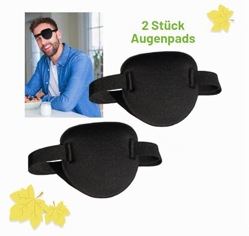 2 Stück 3D-Augenklappen für Erwachsene, Verstellbare Medizinische Augenklappe für Rechtes oder Linkes Auge, eine Augenabdeckung für Amblyopie, Faules Auge, Piratenkostüm (2 Schwar)