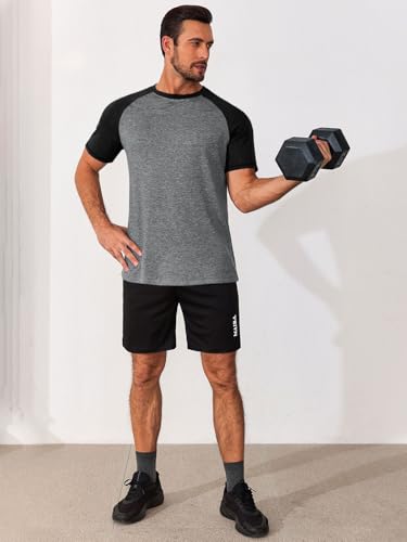 Runcati Mens Casual Slim Fit T Shirts Raglan Short Sleeve Crewneck Baseball Tees Color Block Workout Fashion Shirt3