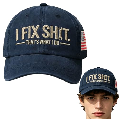 I FIX Shit Thats What I DO Hat Vintage Adjustable Distressed Baseball Cap for Men Women(Navy)