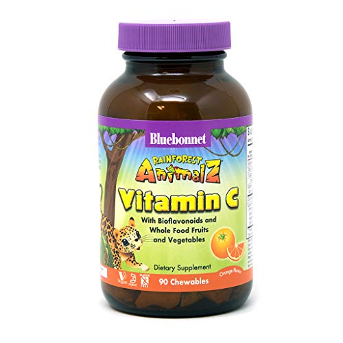 Bluebonnet Nutrition Rainforest Animalz Vitamin C Animal Shape Chewable Tablets, 250mg of Vitamin