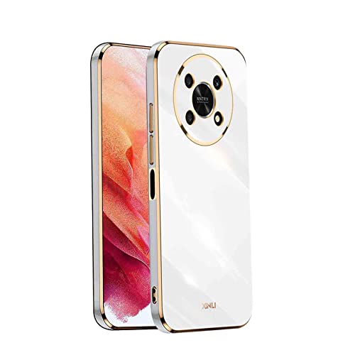 GOGME Funda para Honor Magic4 Pro 5G, Carcasa Suave Silicona TPU de Galvanoplastia Cubierta Delgado, Protector TPU a Prueba de Golpes Case Cover. Blanco