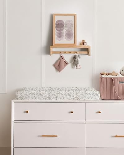 Image of Blissful Diary Muslin Changing Pad Cover for Baby Girls, Ultra Soft Breathable Cotton, Baby Diaper Change Table Pad Covers, 2Pack (Blush Bunny & Dusty Pink)
