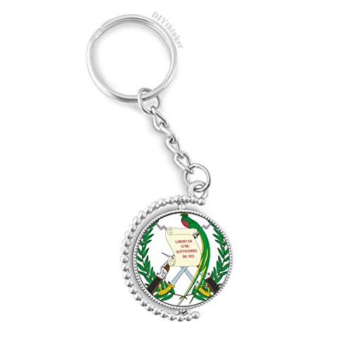 Llavero de Guatemala con emblema nacional en metal pulido