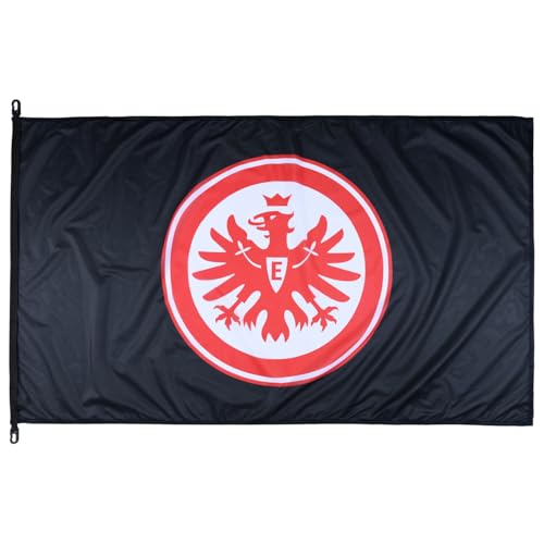 Eintracht Frankfurt Hissflagge 90 x 150 cm Logo schwarzer Hintergund mit rotem Eintracht Frankfurt Logo