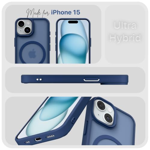 Image of Pikkme Back Cover for iPhone 15 | Mag-Safe Compatible | Smoke Frosted Transparent Matte Finish | Hard PC + Soft TPU | Shockproof | Raised Camera Protection Bumper Case (Blue Smoke Mag-Safe)