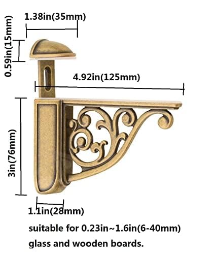 Antique English Brass Shelf Bracket, 4.92 in (125 mm) — KHTUMEWARE