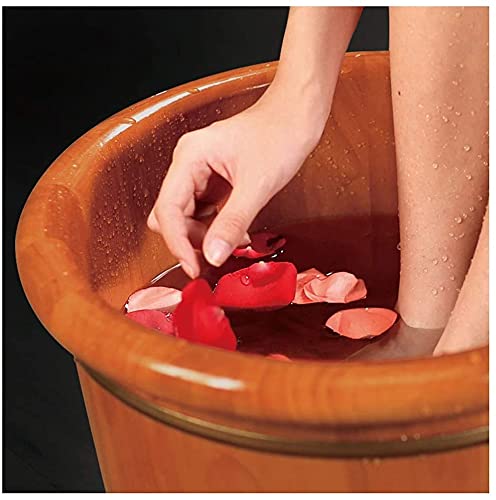 Foot Spa Drewniana beczka Beczka do mycia stóp, dębowa wanna do stóp, wanienka do stóp o wysokości 26 cm, beczka do kąpieli stóp, wiadro do relaksującego masażu stóp, łagodzenie bólu i zmęczenia