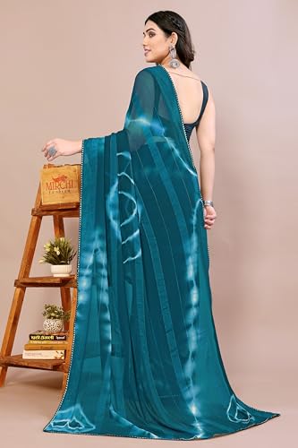 Image of MIRCHI FASHION Women Saree Shibori Print Chiffon | Elegant Festive and Functional Sari for All-Day Comfort with Matching Blouse