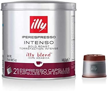illy Coffee, Intenso iperEspresso Capsule, Dark Roast Espresso Pods, Premium Gourmet Roast, Compatible with illy iperEspresso Machines, 21 Count, 5 Pack