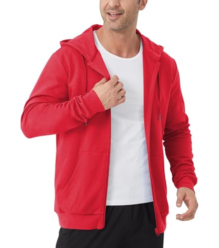 Idtswch Mens Tall Lightweight Hoodies Zip Up Sweatshirt Slim Fit