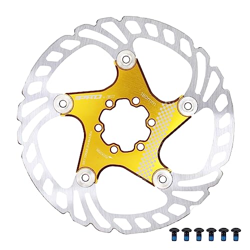 DJC Bike Brake Disc Rotor MTB Floating Brake Disc 140mm 160mm 180mm 203mm with 6 bolts Road Bike MTB BMX Steel Aluminum Brake Disc iiipro (4# golden, 180mm)
