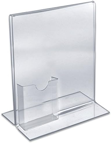 Acrylic Clear L Shaped Sign Holder 11H x 8.5W Inches with Card Pocket -Lot of 10