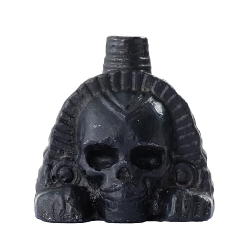 Authentic Aztec Death Whistle - The Lion Skull Shape Handmade Clay Screaming Sound for Halloween Pranks, Scary Gifts (Black)