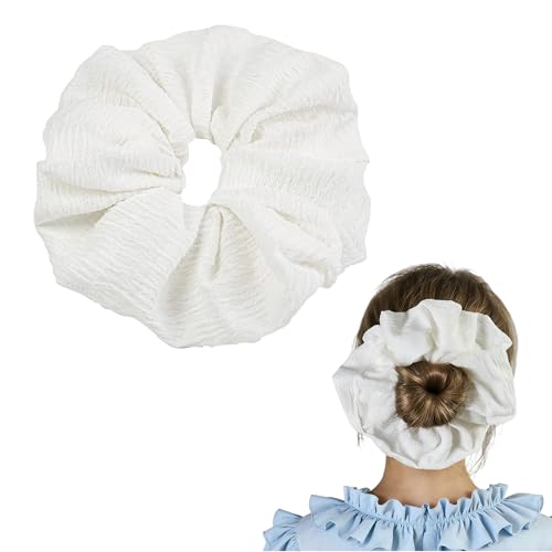 JGQUR White Hair Scrunchies for Women 1pc Large Elastic Hair Ties Soft Hairbands for Thick Thin Hair Big Ponytail Holders Hair Accessories for Girls Party Daily Use