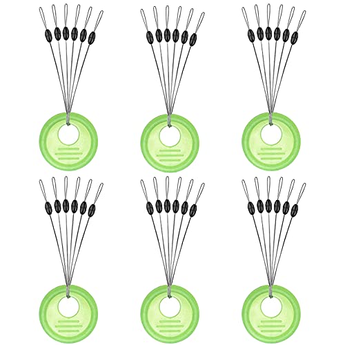 Yonihawk Fishing Bobber Stopper,6 in 1 Rubber Float Sinker Stops,Black Oval CylinderXS,S,M.L Float Stop Available (L 300 Pcs)