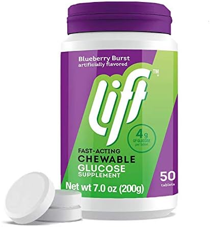 Lift  Tabletas energéticas masticables de glucosa de acción rápida  Arándano  Tarro de 50 unidades (paquete de 1)