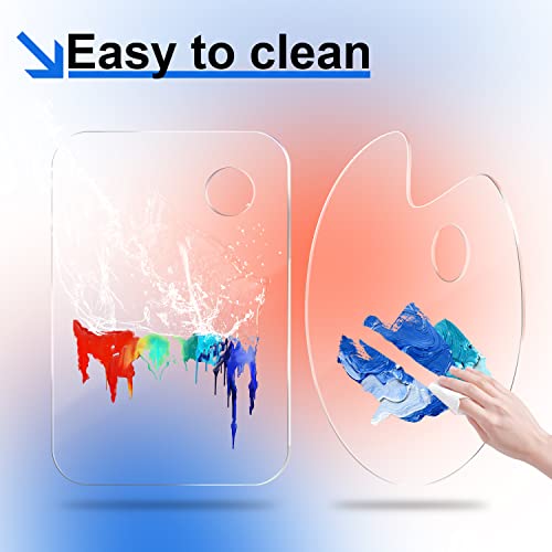 2Pcs Acrylic Paint Palette Clear Paint Pallet, Thickened Transparent Non-Stick Plastic Glass Paint Palette For Acrylic Painting, Artist Pallet For Craft Diy Art Painting Palette #TOP3