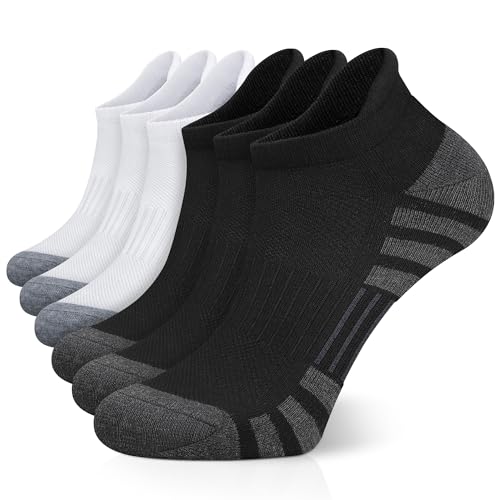 Image of Airacker Ankle Athletic Running Socks Cushioned Breathable Low Cut Sports Tab Socks for Men and Women (6 Pairs)