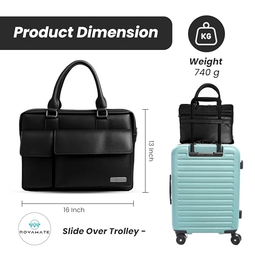 Image of Laptop Messenger Bag for Men & Women | Premium PU Vegan Leather Office Bag | Stylish Shoulder Bag Fits up to 15.6″ Laptop - Ideal for Work, Travel & College