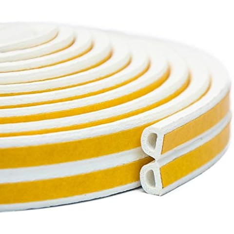 Indoor Weather Stripping,Self Adhesive Foam Window Seal Strip for Doors and Windows Weatherstrip Gap Blocker,7/20-Inch x 6/25-Inch x 8-Feet,(2 Seals Total 16Feet) White Cover
