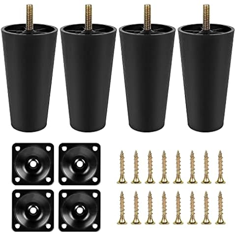 GGLTECK Plastic 4.6 inch Sofa Legs, 4 Pack Tapered Sofa/Couch/Chair Legs with M8 Thread Screws, Replacement Furniture Legs Cover