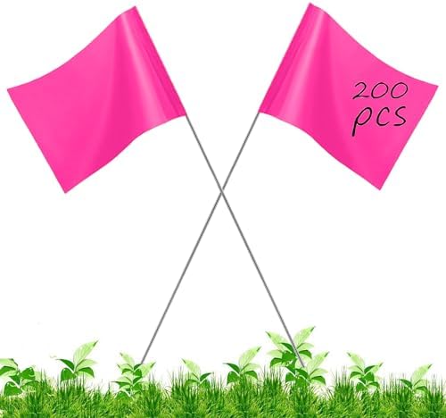 Marking Flags 200 Pack Marker Flags, 4x5x15 Inch Yard Flags, Lawn Flags, Invisible Fence, Survey Flags, Landscape Flags, Sprinkler Flags, Surveyor Flags, Stake Flags, Boundary Flags Dog Training
