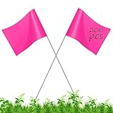 200Pack Pink Marking Flags, JIZHGRAD 15x4x5 Inch Marker Flags Use for Yard & Lawn, Boundary & Dog Training, Survey & Landscape, Sprinkler & Surveyor, Garden & Construction, High Visibility, Sturdy, Versatile, UV & Weather Resistant