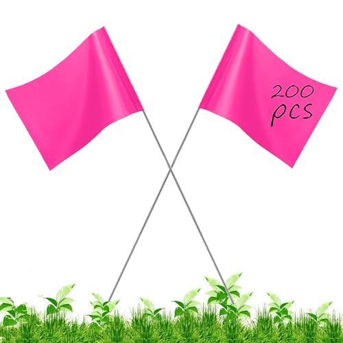 Marking Flags 200 Pack Marker Flags, 4x5x15 Inch Yard Flags, Lawn Flags, Invisible Fence, Survey Flags, Landscape Flags, Sprinkler Flags, Surveyor Flags, Stake Flags, Boundary Flags Dog Training